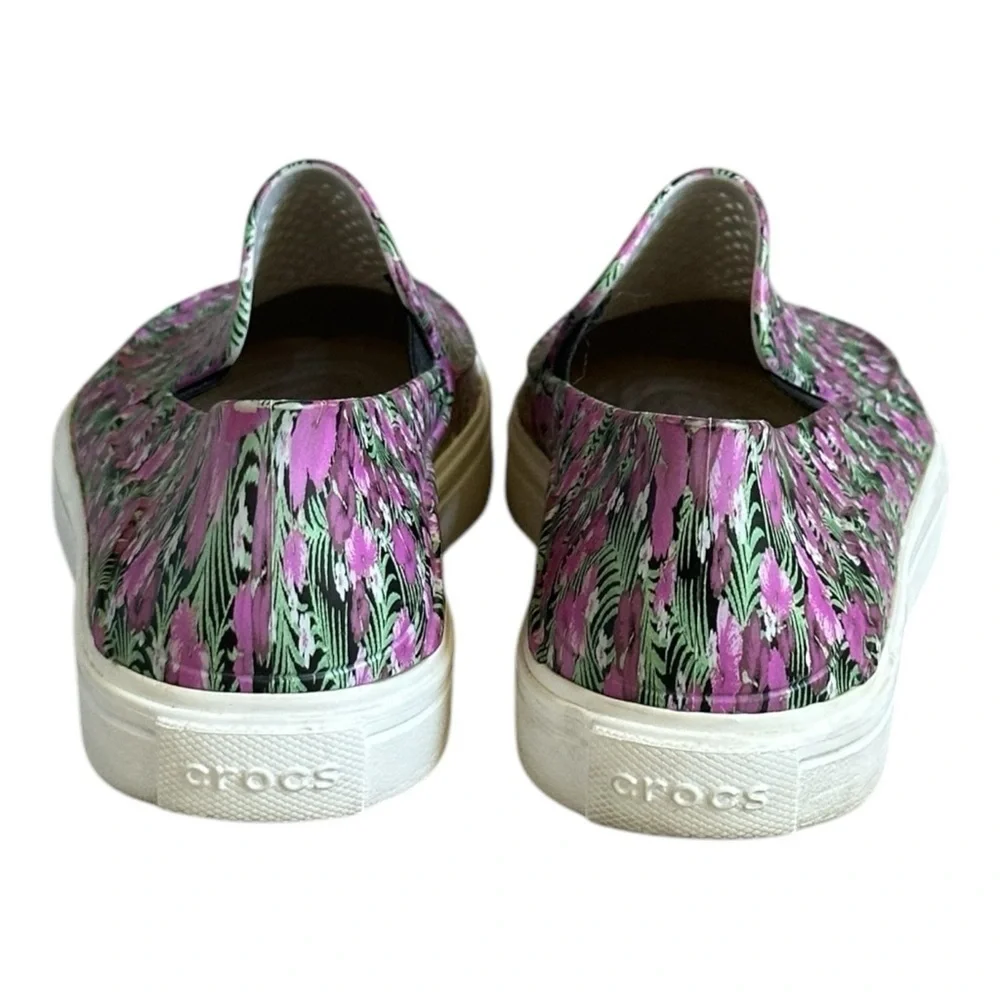 Crocs Slip On Sneakers 10 Pink & Green Floral Print Citaline Roka Comfort Shoes